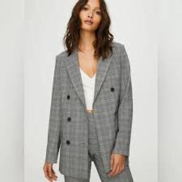 Aritzia Gray Plaid Blazer - Picture 2 of 7